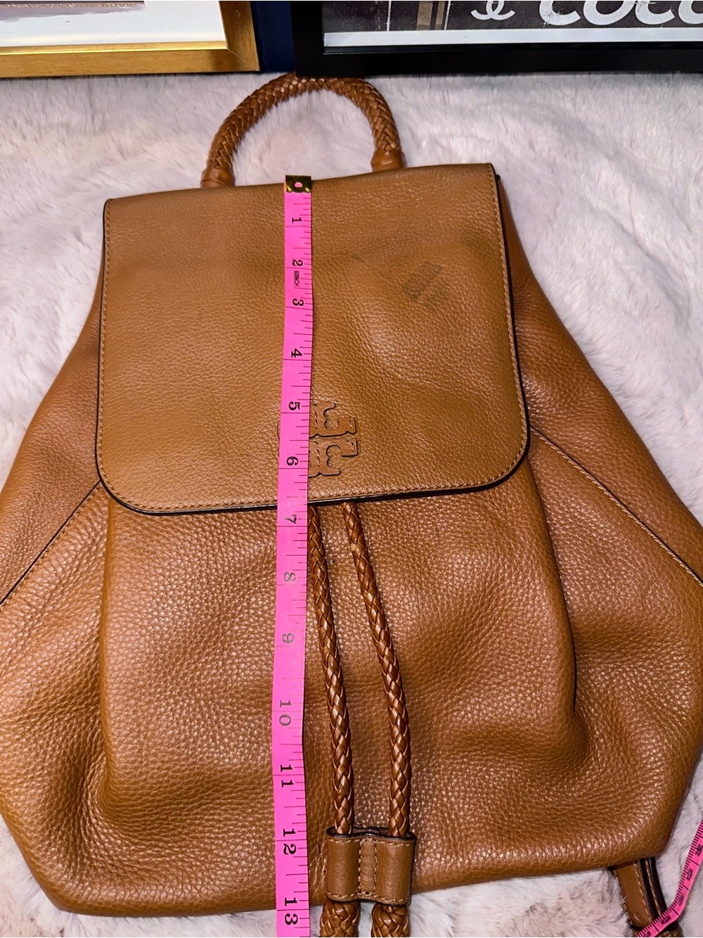 🎒 Tory Burch Thea Leather Backpack – Cognac Brown - Picture 14 of 16
